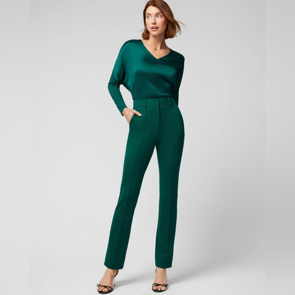 WHBM | Extra High-Rise Luxe Stretch Bootcut Pants Green Jasper